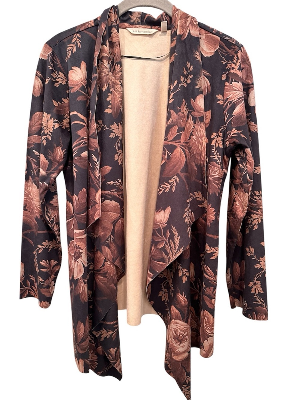 Soft Surroundings Floral Draped Open-Front Cardigan Flowy Sz PS